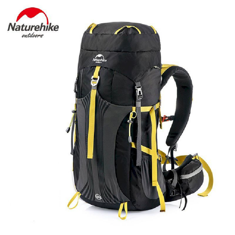 Оригінальне фото чорного Naturehike NH16Y020-Q: жовті стропи, сіра передня панель і поясні кишені